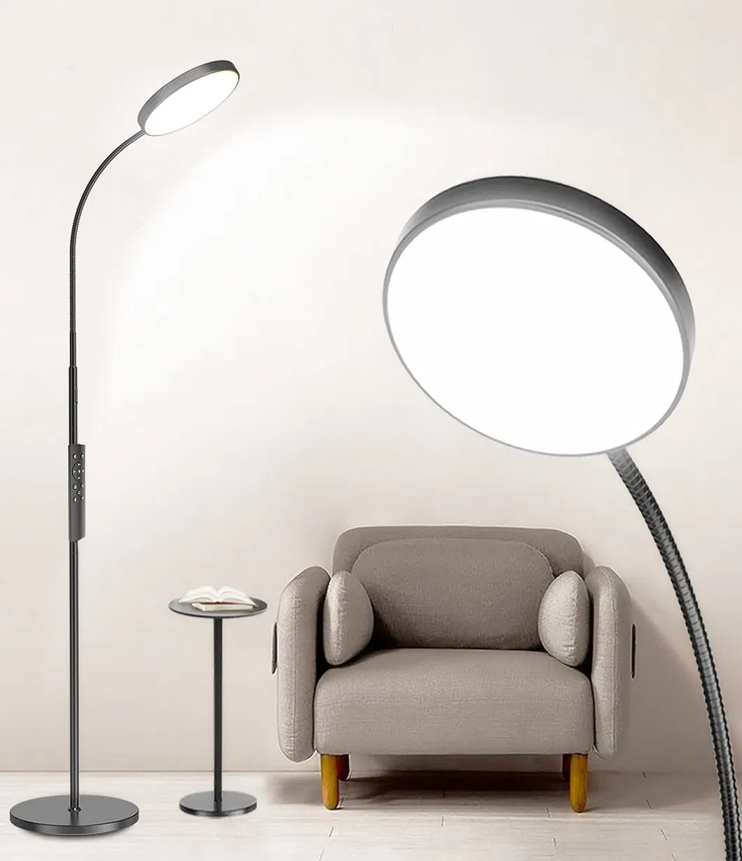 مصباح أرضي LED للقراءة في غرفة النوم بتصميم أنيق وقابل للتعديل مع ذراع مرن مقوس