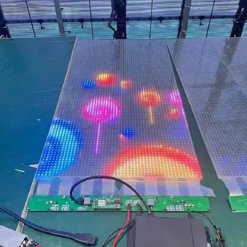 Adhesive LED Flexible Transparent Display Soft Crystal Film Screen for Glass