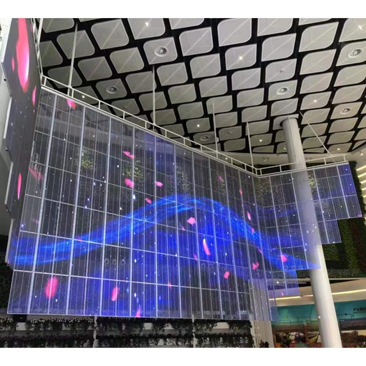 3840Hz 1080P Transparent Full Color Indoor Glass LED Video Wall