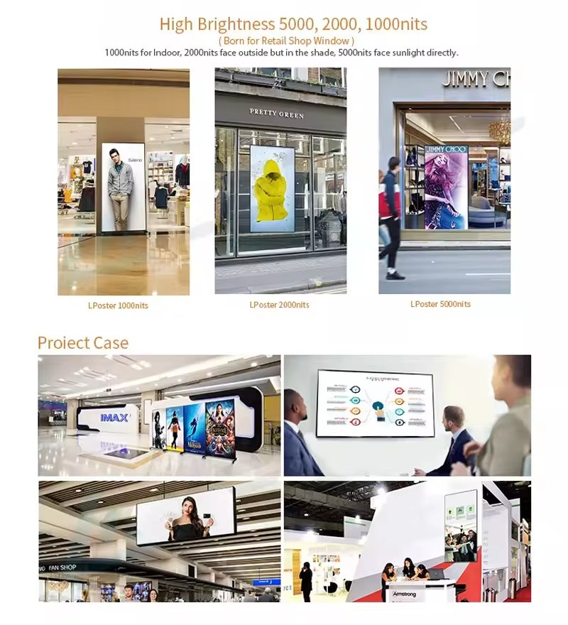 Outdoor Indoor Shopping Mall Vertical Advertising Video LED Display Board Movable Floor-Standing LED Poster Display Screen