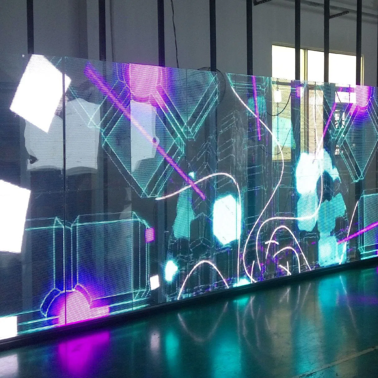 Glass Adhesive Transparent Film Indoor Curved Advertising LED Wall Display