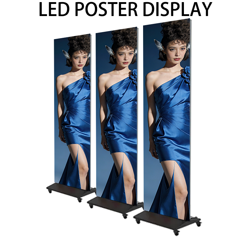 Portable LED Walls Displays Stands P1.87 Pixels Advertising Poster Digital LED Poster Display Screen