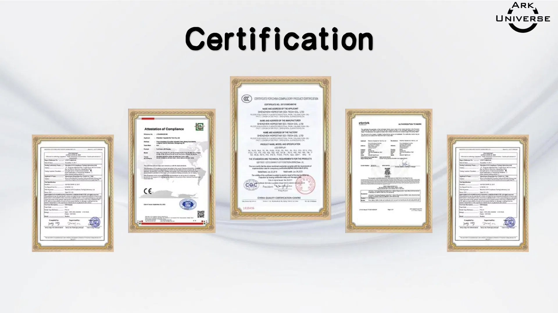 Product Certifications CE RoHS ISO