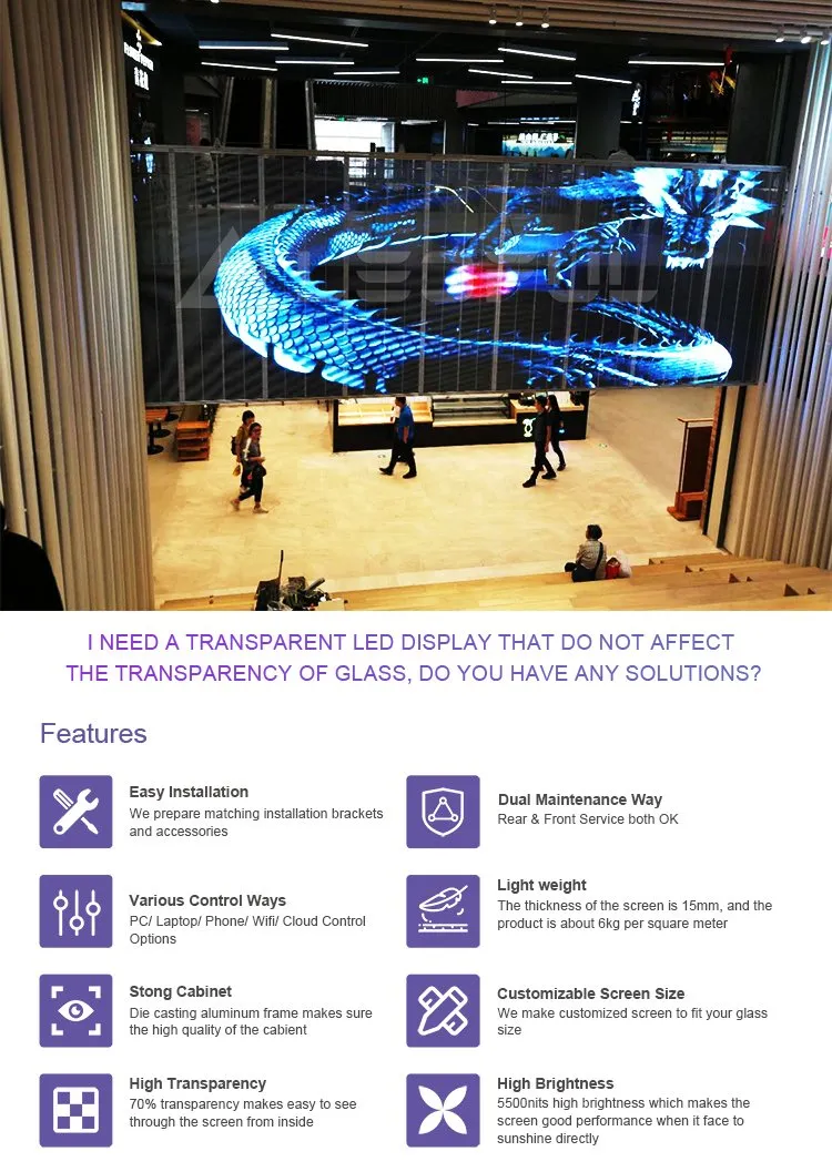 Glass Window LED Transparent Video Wall