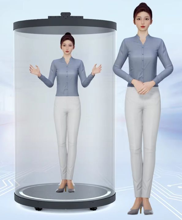 75 Inch Museum Transparent Screen Tube Human Size Digital Box Holographic Exhibition Display 3D Hologram Virtual Ai