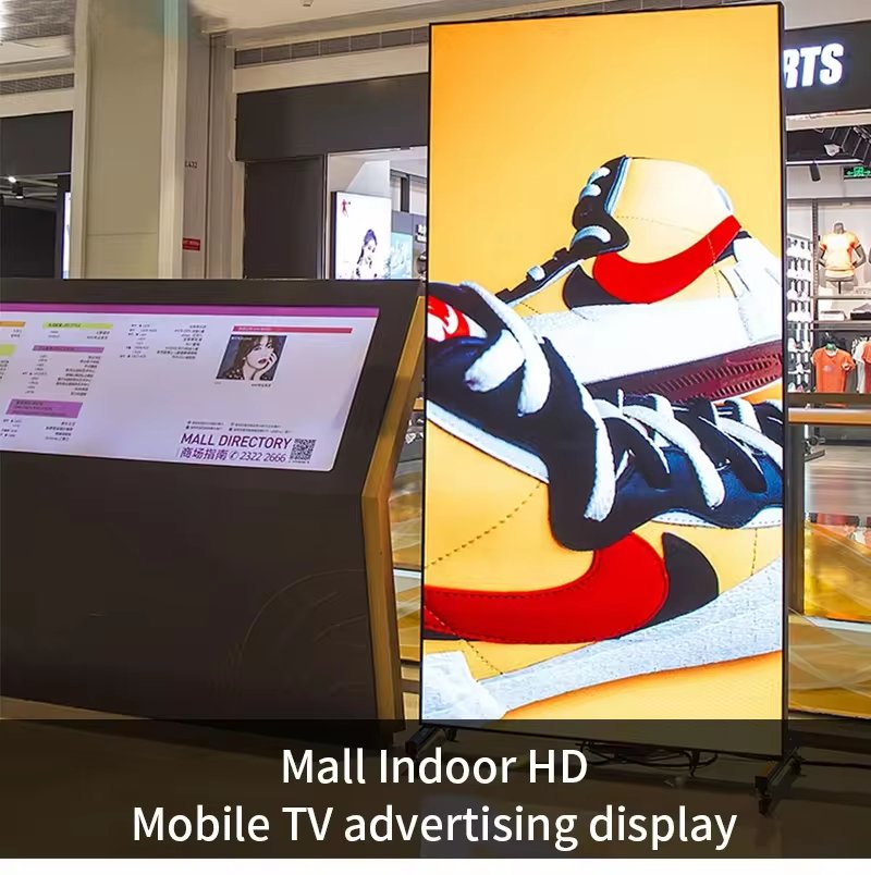 Outdoor Indoor Shopping Mall Vertical Advertising Video LED Display Board Movable Floor-Standing LED Poster Display Screen
