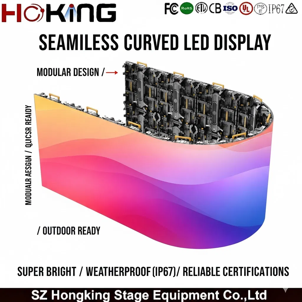 Flexible Indoor Curved LED Display P2.6 P2.9 Fast-Lock Rental Design 3840Hz High Refresh Rate 4-in-1 Stage Background Screen