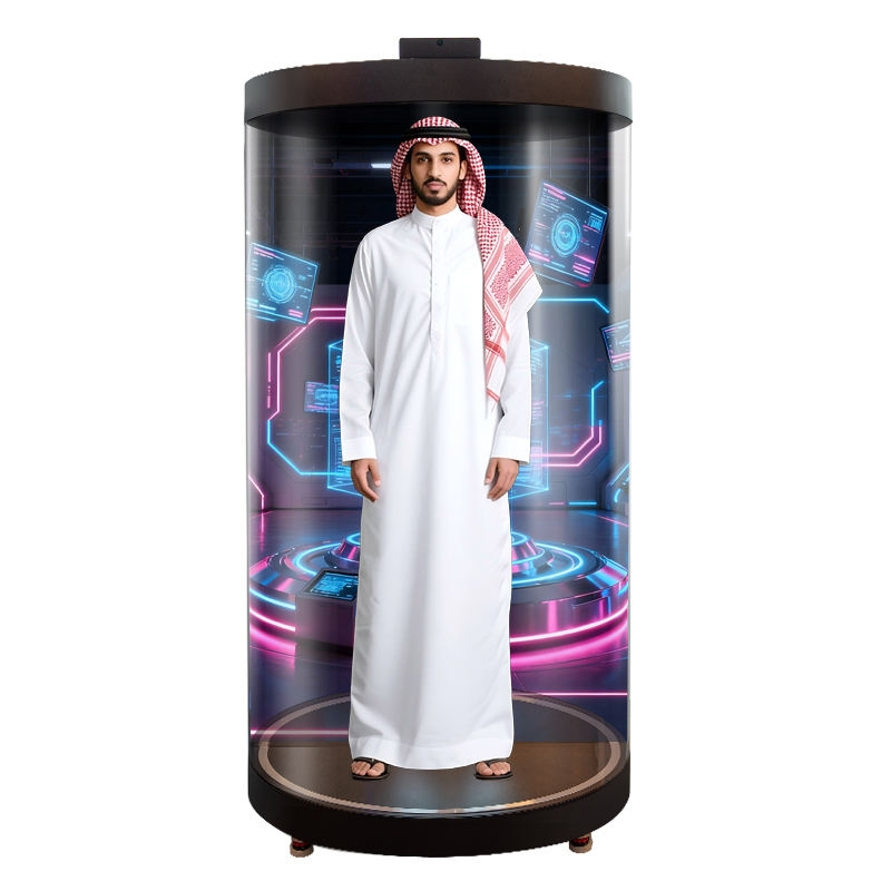 3D Holo Tube Human Size 75inch Ai Virtual Assistant Holographic Cylinder Display