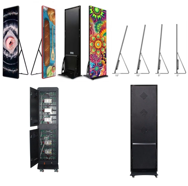 Portable P2 LED Foldable Digital Poster Screen Double-Sided Free Standing LED Poster Screen for Shopping Mall