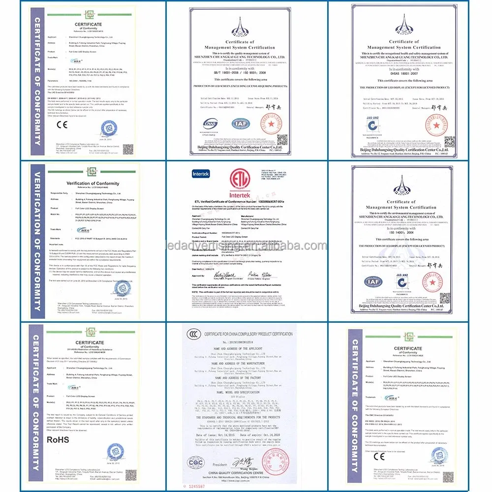 LED Display Certificates