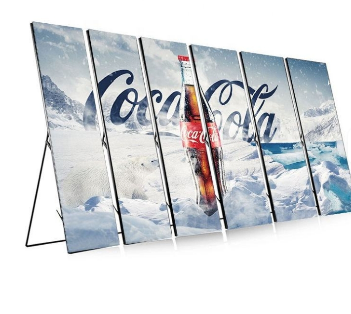 Portable P2 LED Foldable Digital Poster Screen Double-Sided Free Standing LED Poster Screen for Shopping Mall