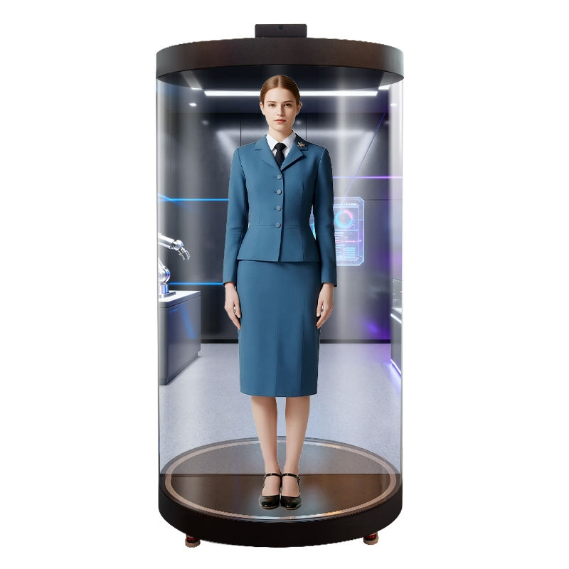 3D Holo Tube Human Size 75inch Ai Virtual Assistant Holographic Cylinder Display