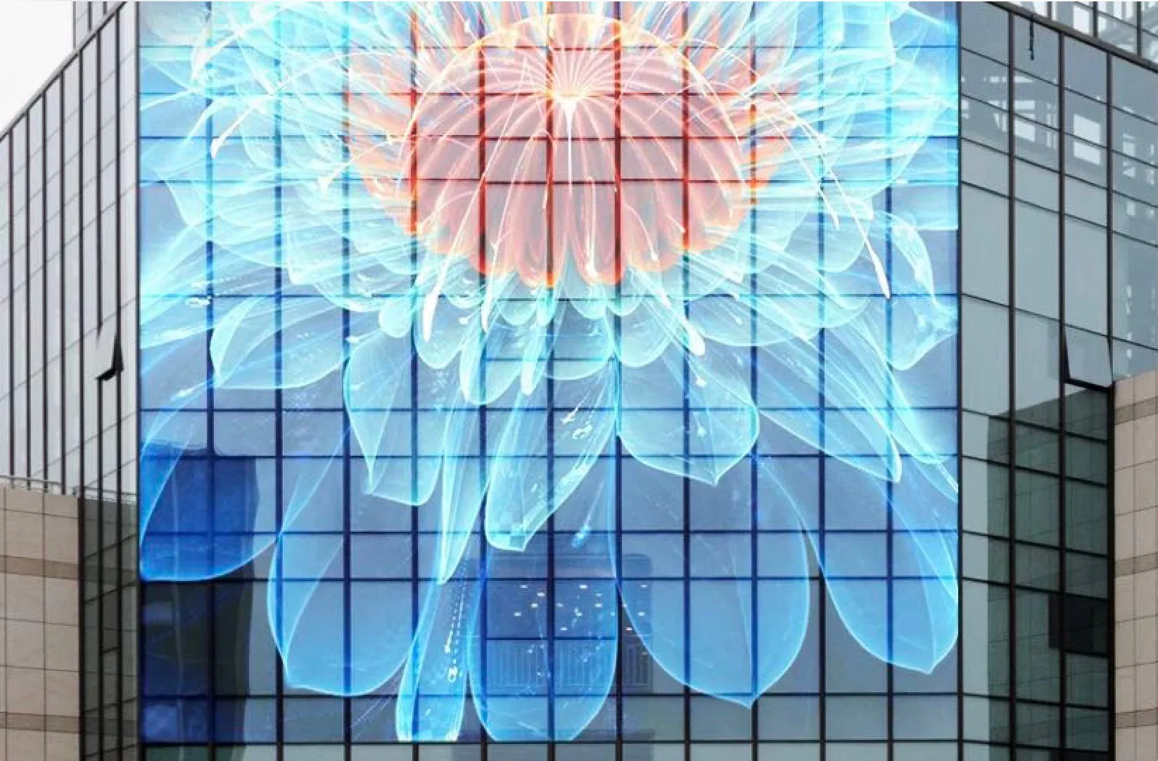 P7.81 Window Glass Transparent LED Indoor Outdoor Advertising Video Wall
