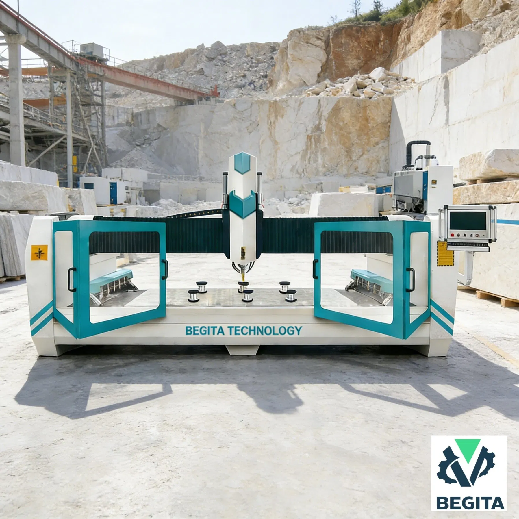 3-Axis جهاز نقش الحجر بتقنية CNC مع مغزل عالي القوة لنحت الرخام