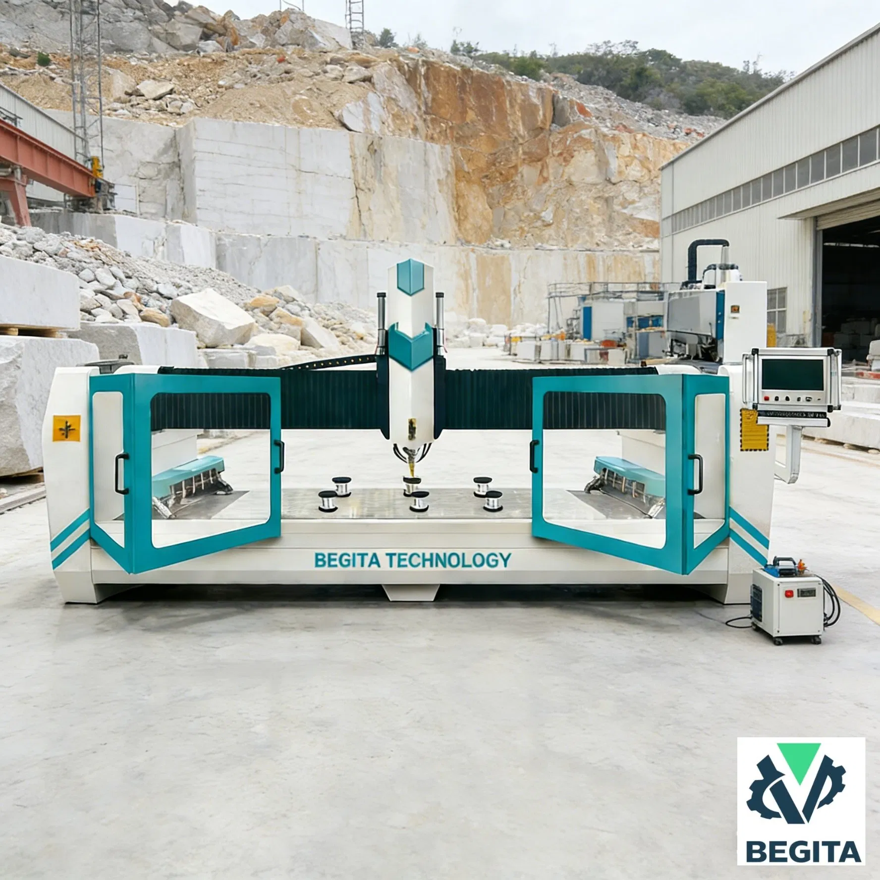 3-Axis جهاز نقش الحجر بتقنية CNC مع مغزل عالي القوة لنحت الرخام