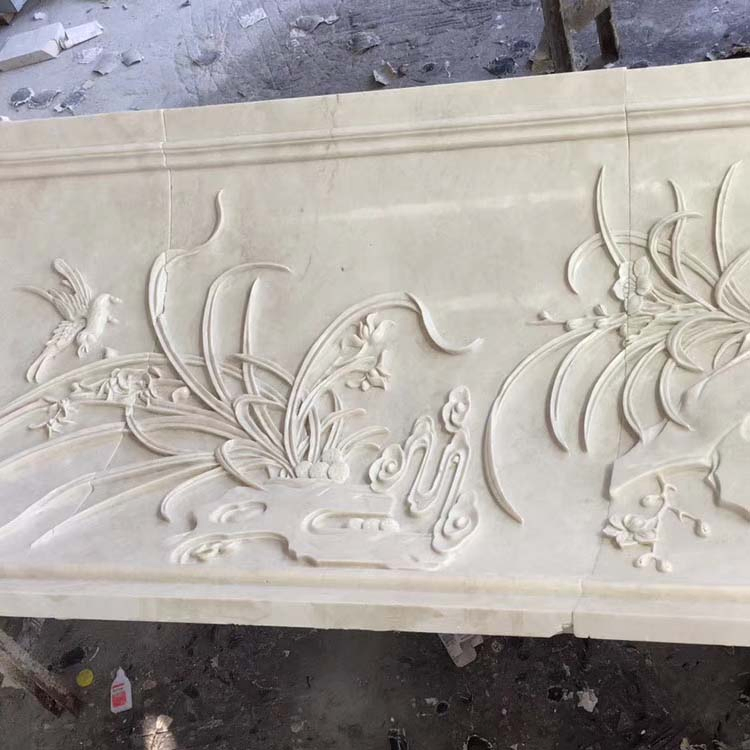 تصميم مخصص مباشر من المصنع من الرخام الأبيض والبيج المصقول، نحت معماري لنحت الحجر لتزيين المنزل