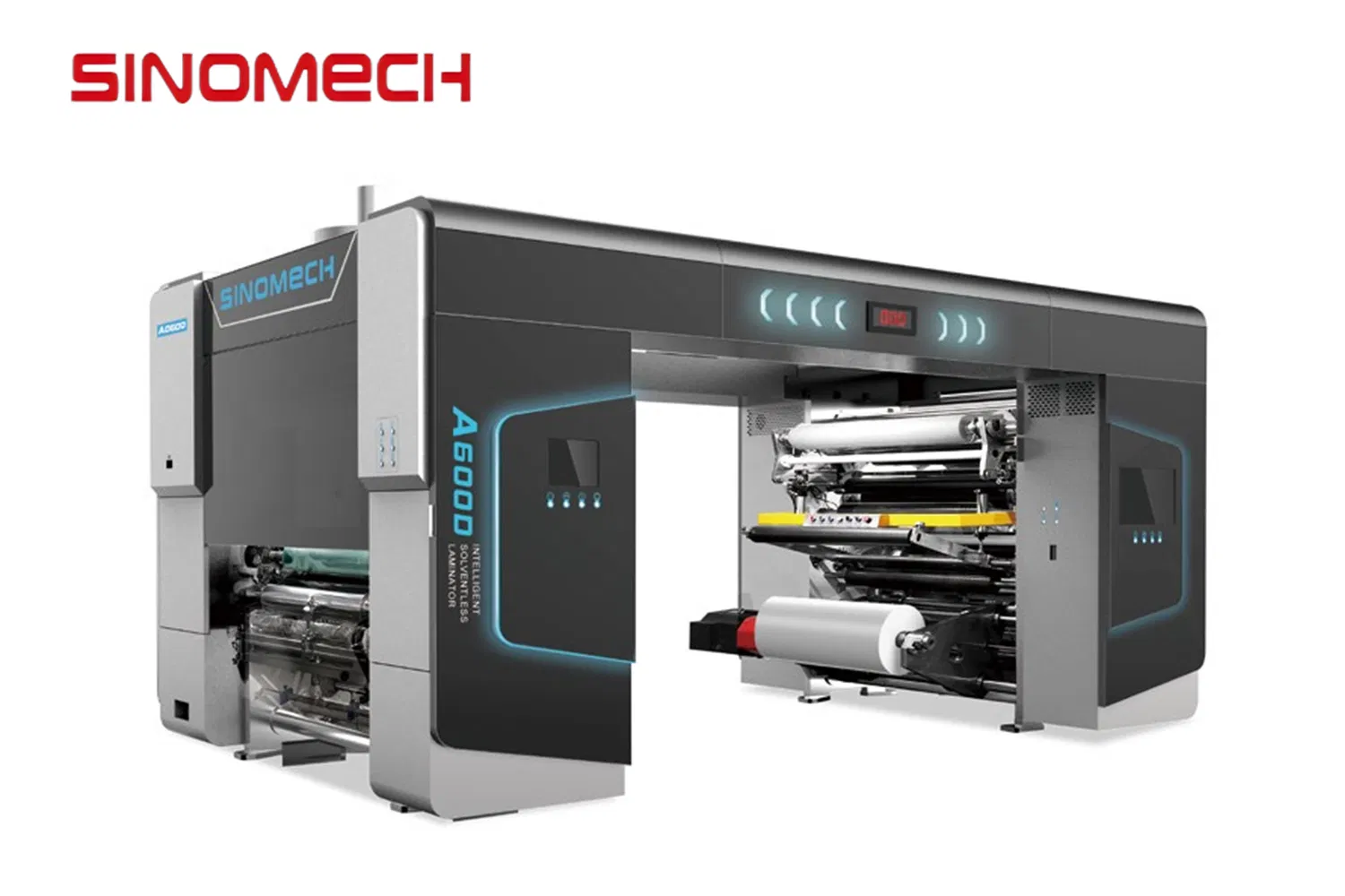 آلة لaminating من Sinomech نموذج A600d مع خط رقمي كامل للتغليف المرن سرعة 600mpm آلة laminating الفيلم