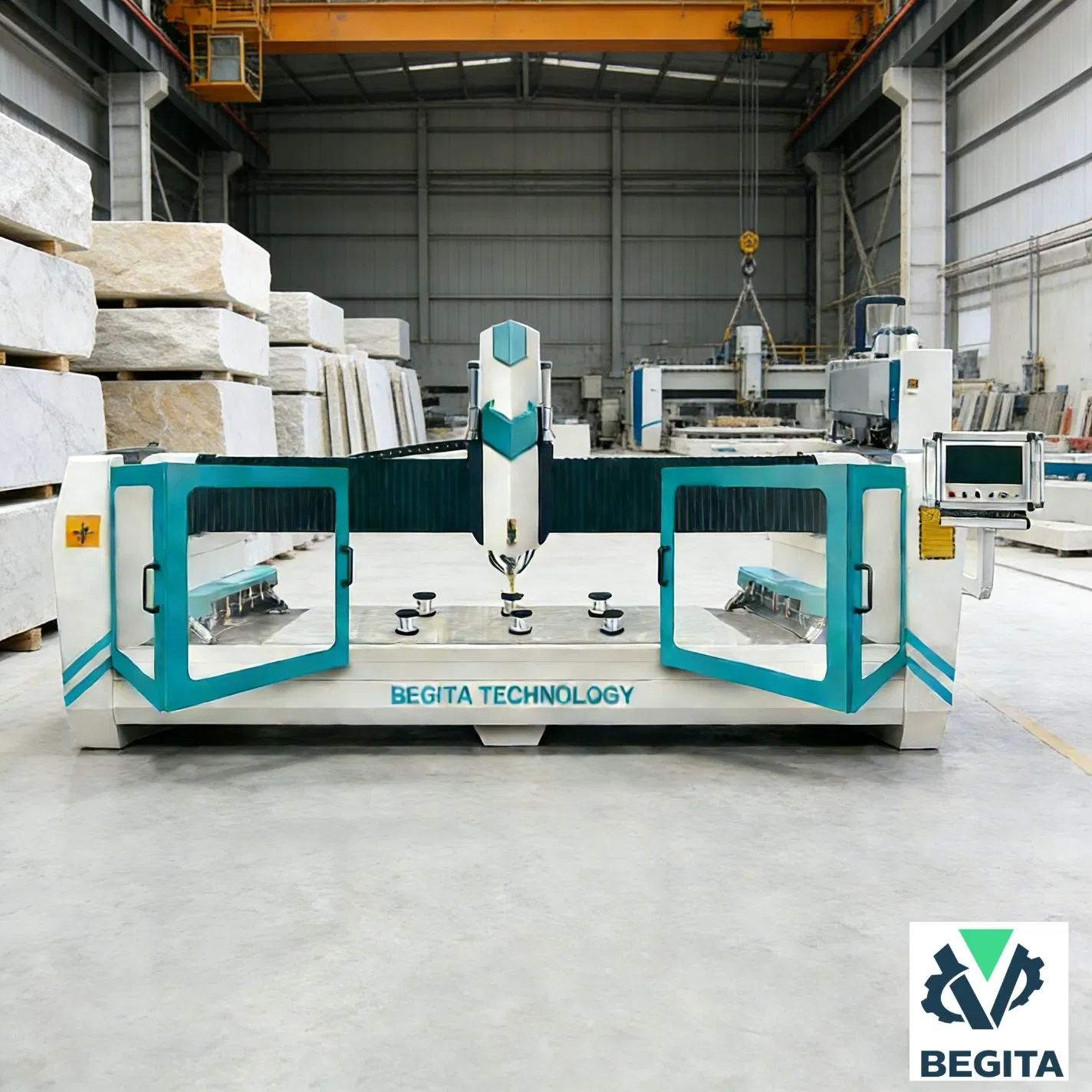 3-Axis جهاز نقش الحجر بتقنية CNC مع مغزل عالي القوة لنحت الرخام