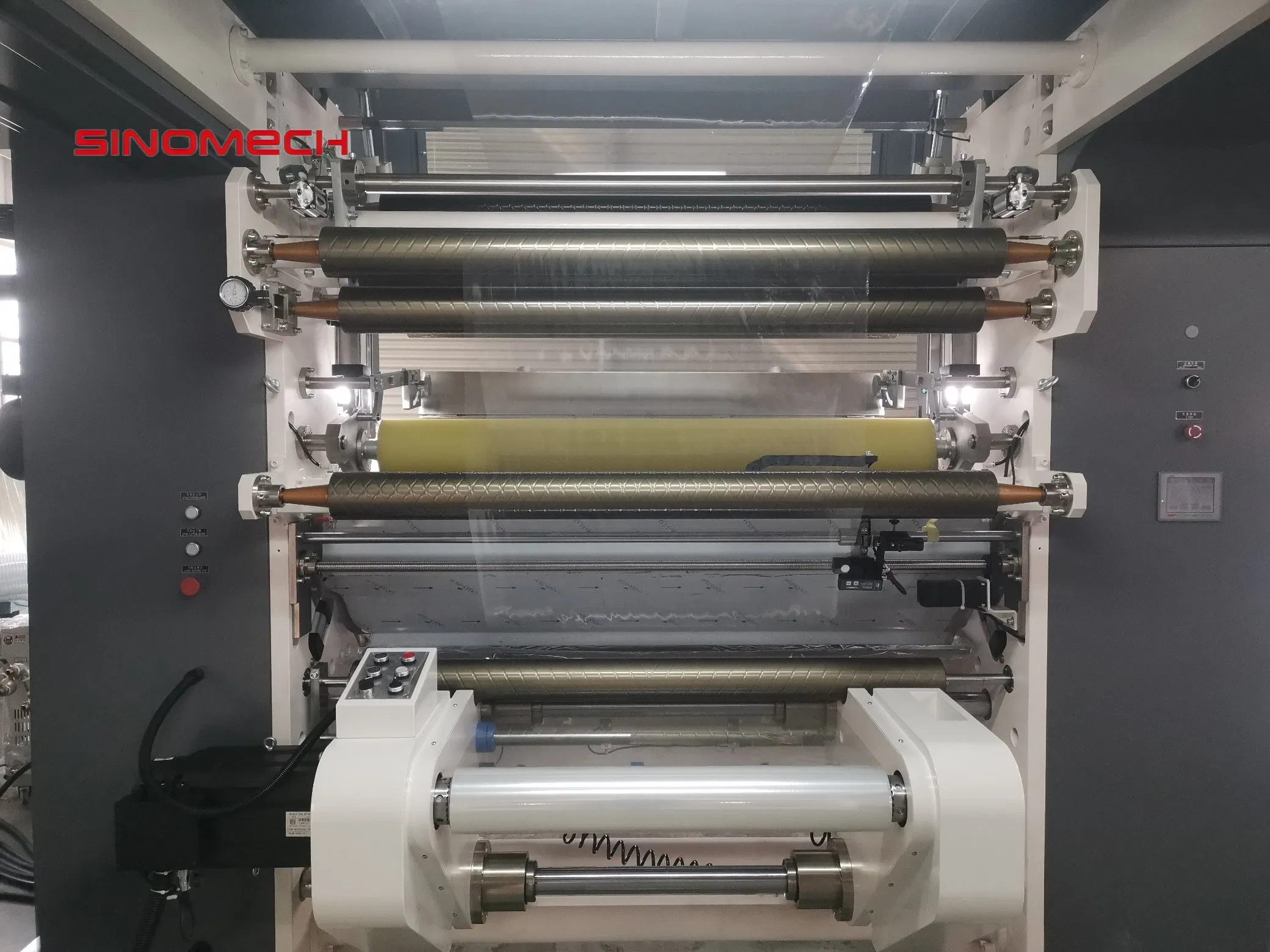 آلة laminating العمودية ثلاثية المضخات بدون Solvent من Sinomech نموذج A400-3V للتغليف المرن