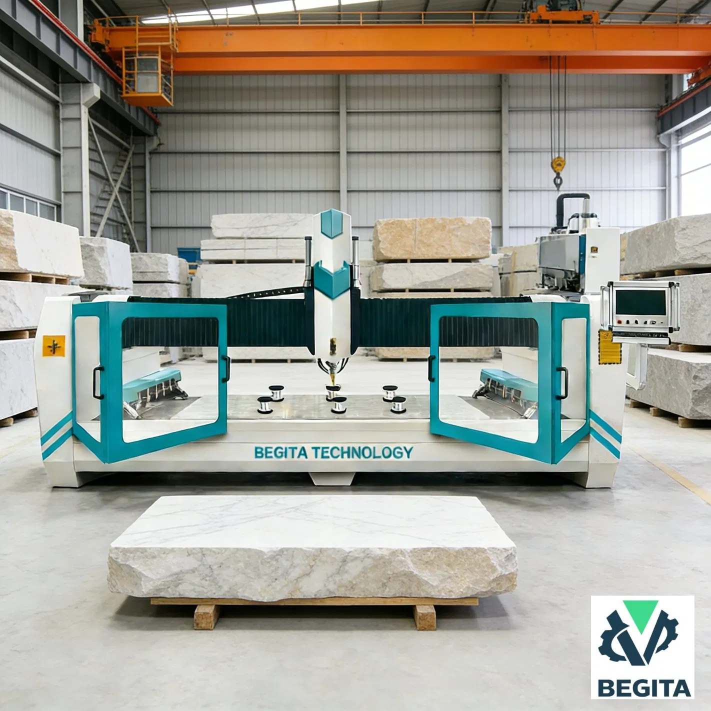 3-Axis جهاز نقش الحجر بتقنية CNC مع مغزل عالي القوة لنحت الرخام