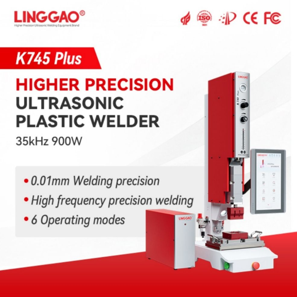 لينغاو K745 بلس 35kHz 900W آلة لحام البلاستيك بالموجات فوق الصوتية بتقنية النقش اليدوي لتغليف الأدوية