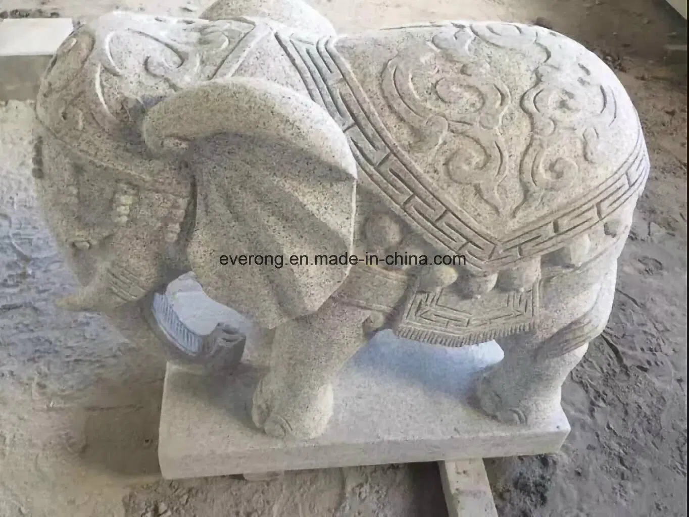 تمثال حيوان من حجر الرخام، نحت فيل أبيض للحديقة
