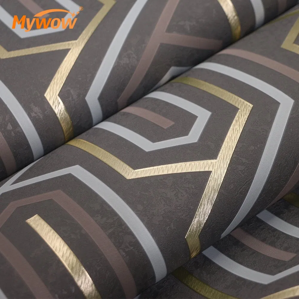 Wholesale Price Luxury Foil New Geometric Modern 3D Clip Graphic Wall Paper PVC Wallpaper