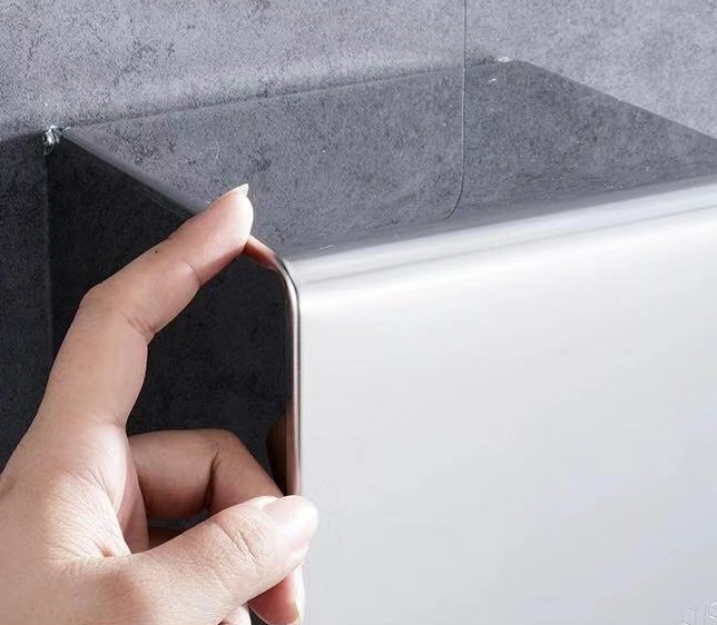 Brushed Rose Gold SUS304 Stainless Steel Square Tissue Box, No Drill &amp; Punch Dual Installation Waterproof Wall Mounted Ins Style Luxury Toilet Paper Holder with