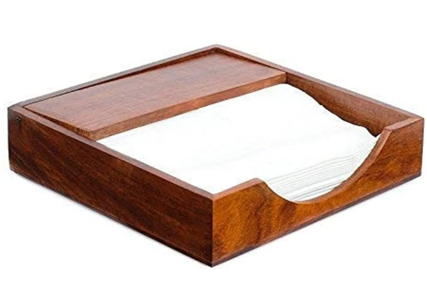 Handicrafts Goods Wood Flat Paper Napkin Holder Display