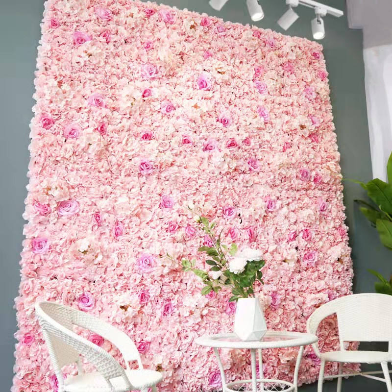 Wedding Decoration Stage Backdrop Decoration Silk Floral Wall Classic White 3D Artificial Flower Wall