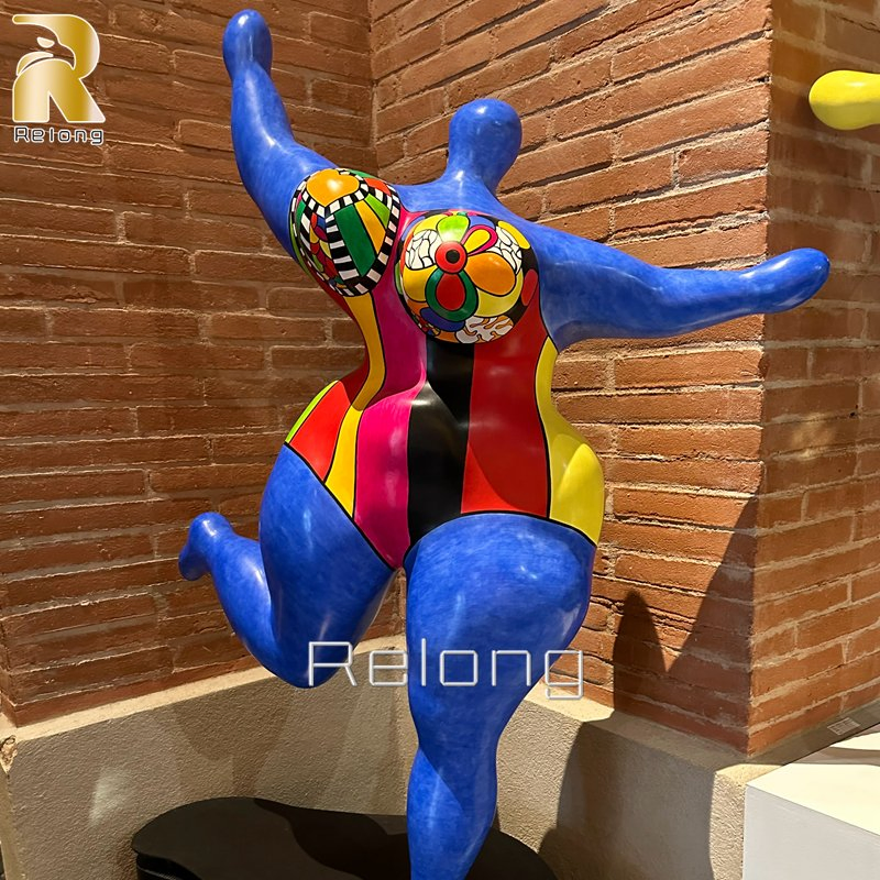 Life Size Fiberglass Dancing Fat Woman Resin Sculpture for Outdoor Events Decor