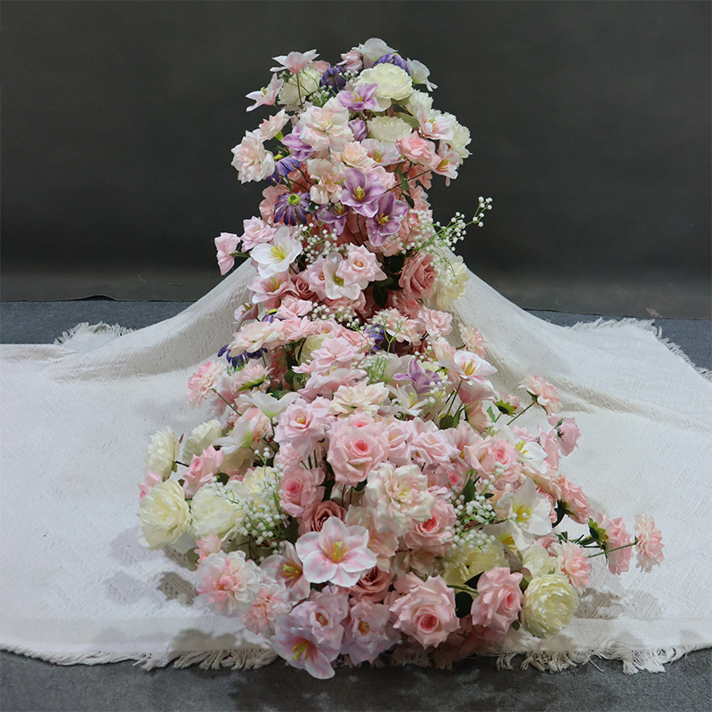 New White Artificial Flower Ball Wedding Ceremony Stage Backdrop