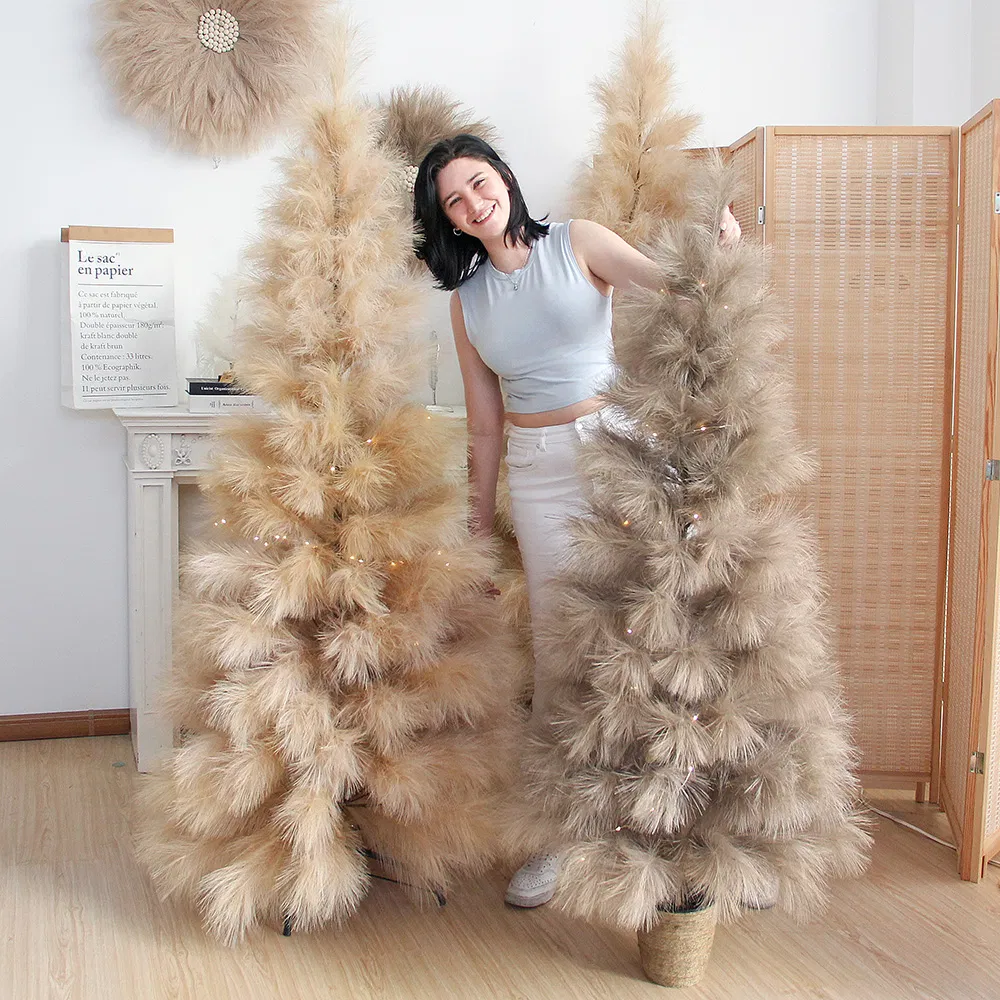 Original Design! Best Seller 6-FT Artificial Pampas Tree High Quality Fluffy Large Christmas Tree Indoor Outdoor Decoration