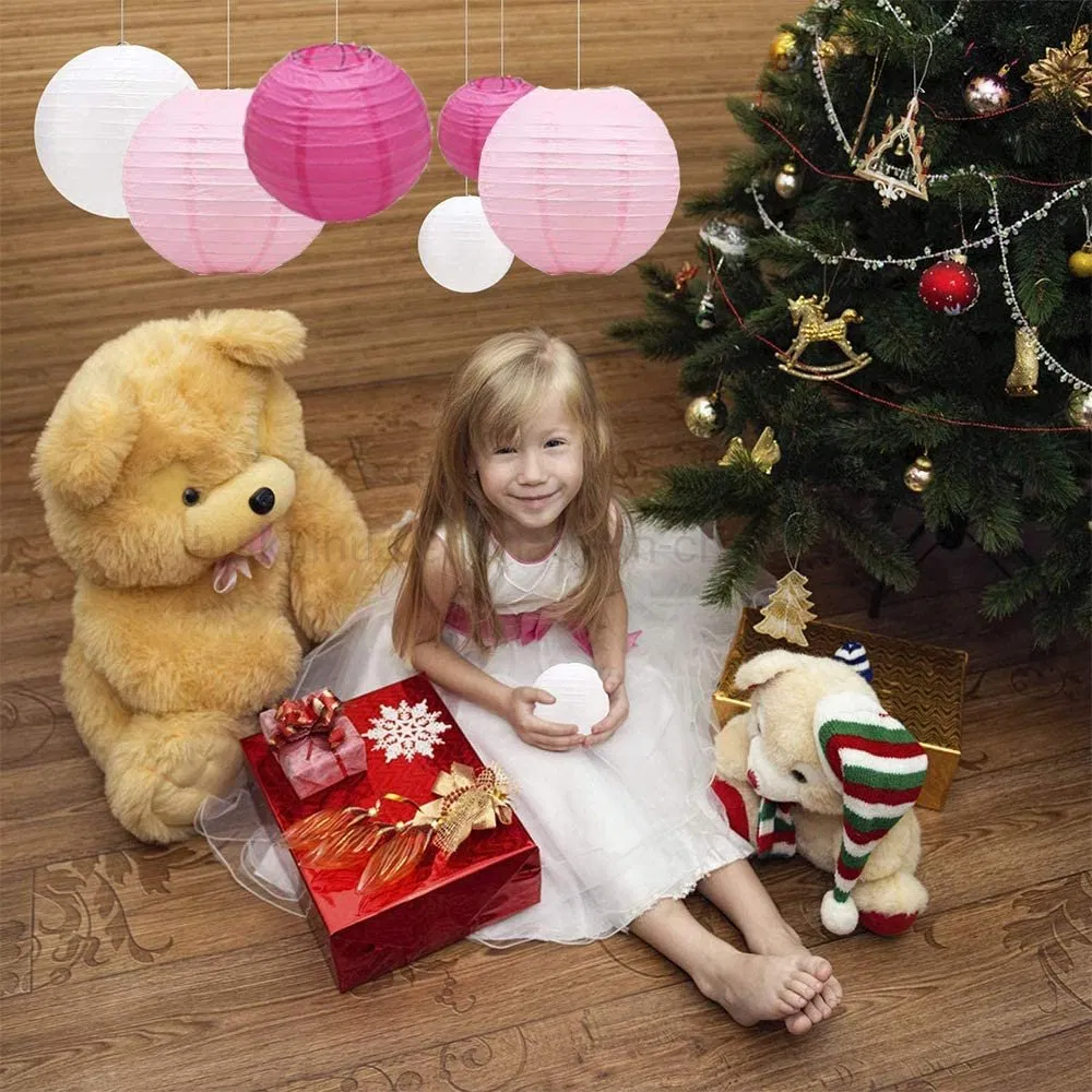 Collapsible Pink Color Design Wedding Christmas Valentine Party Decorations Mix Size Indoor Hanging Paper Lantern