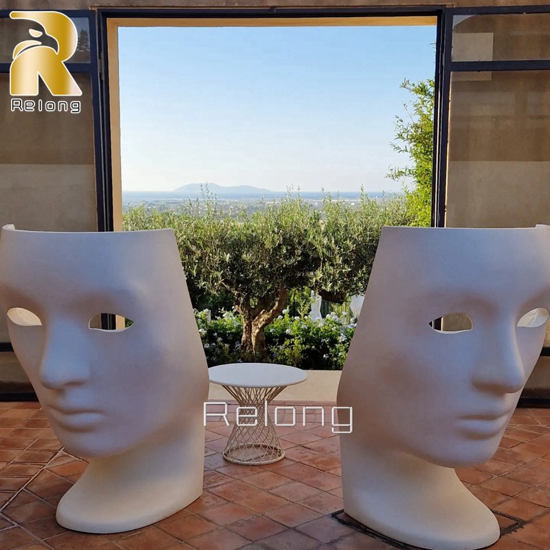 High Quality Large Outdoor Decorative Fiberglass Mask Chair Sculpture for Events