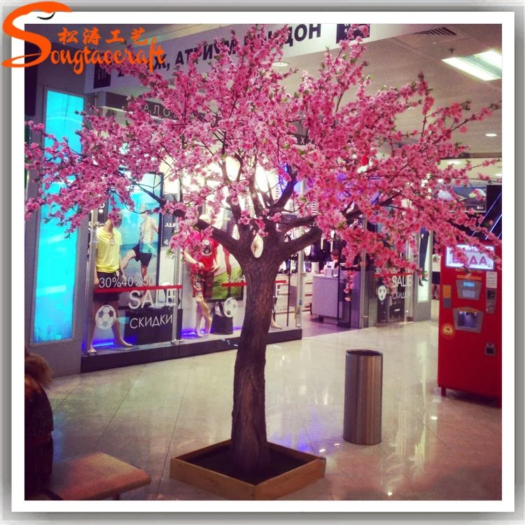 Indoor Decoration Mini Fiberglass Artificial Cherry Blossom Tree