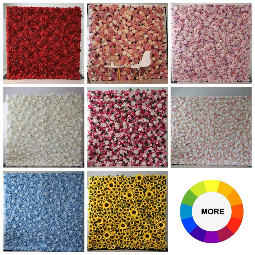 Wedding Decoration Artificial Rose Flower Wall 3D Flower Backdrop for Home Banquet