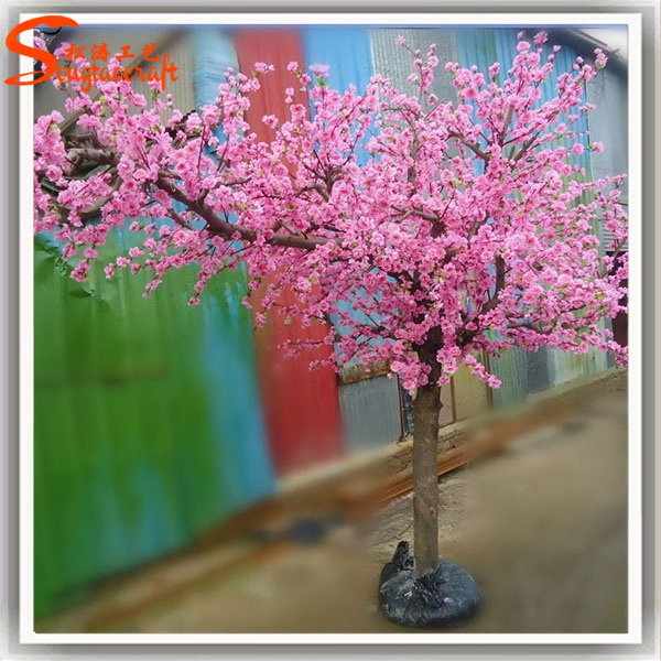 Home Decorative Fiberglass Plastic Artificial Cherry Blossom Tree