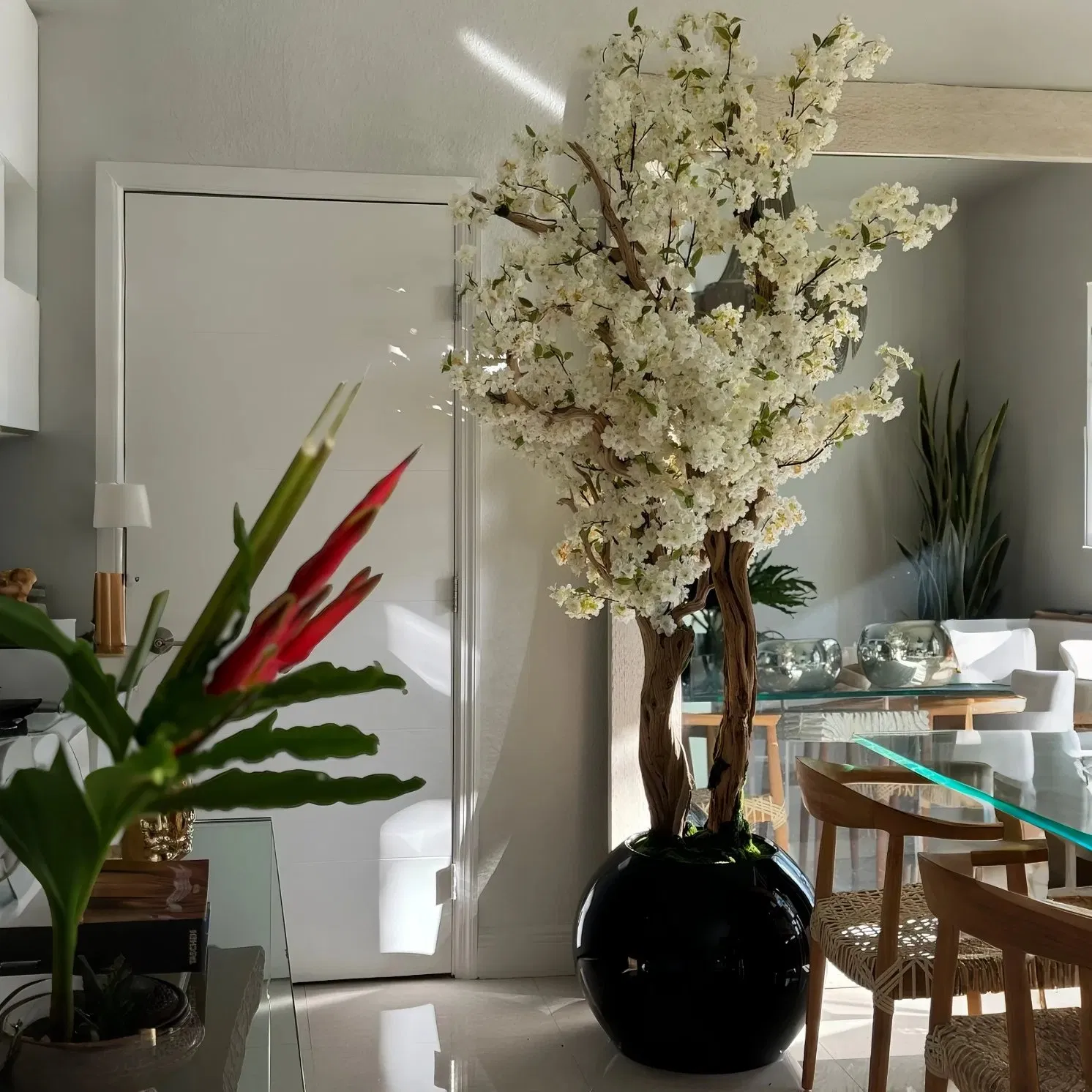 Artificial Cherry Blossom Tree with Pot - Lifelike Faux Sakura Plant for Home Decor, Indoor/Outdoor Use, Easy Care