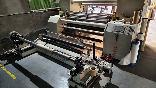 Rewind raw materials — first step in paper flower production process at Arden Decor factory