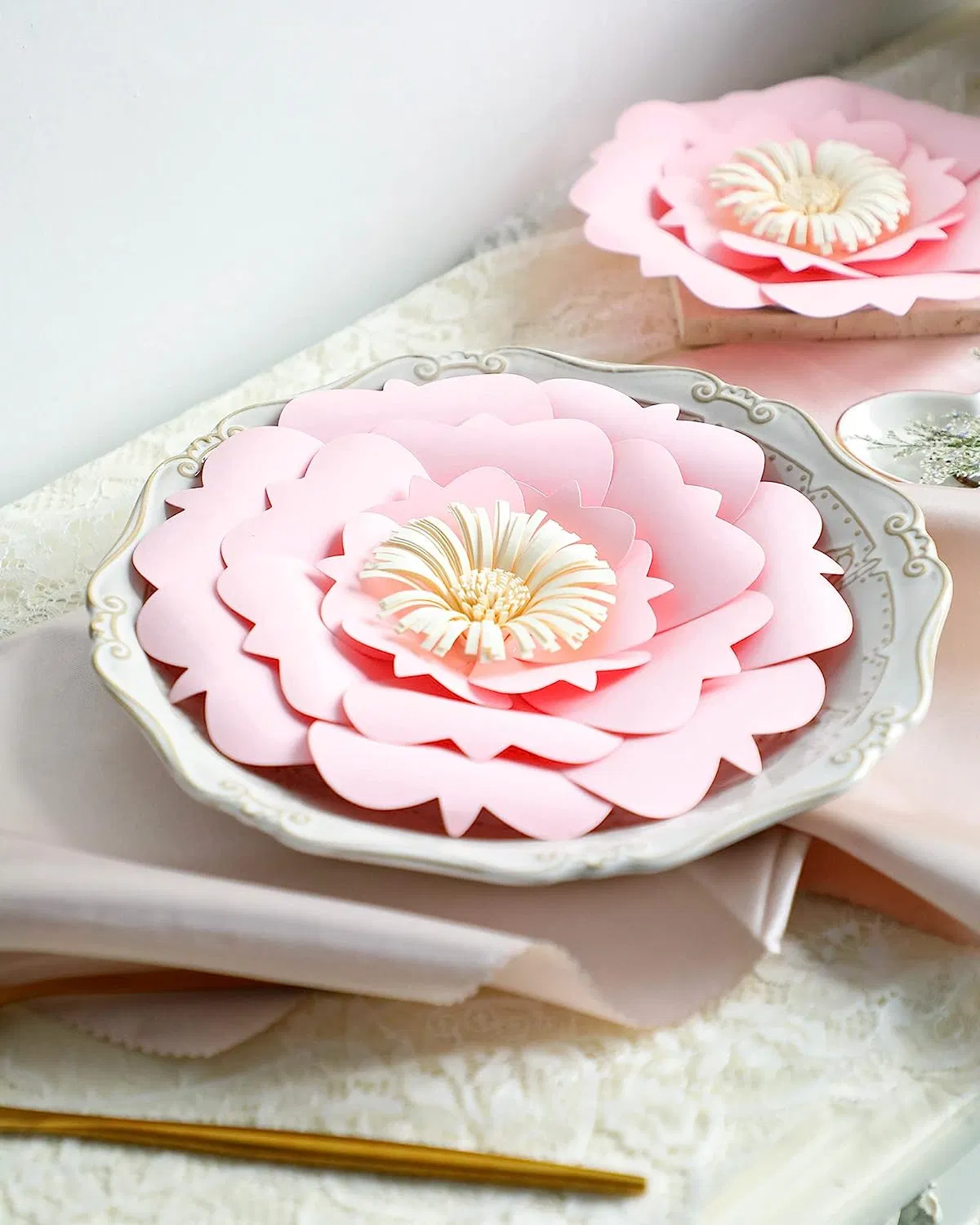 Large 3D Paper Flowers Decorations for Wall (Purple Lavender Pink, Set of 6), Wedding, Bridal Shower, Baby Shower, Nursery Decor, Centerpieces, Paper Roses Back