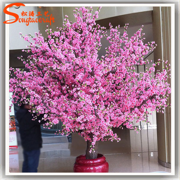 Hotel Decoration Artificial Plant Indoor Pink Blossom Tree