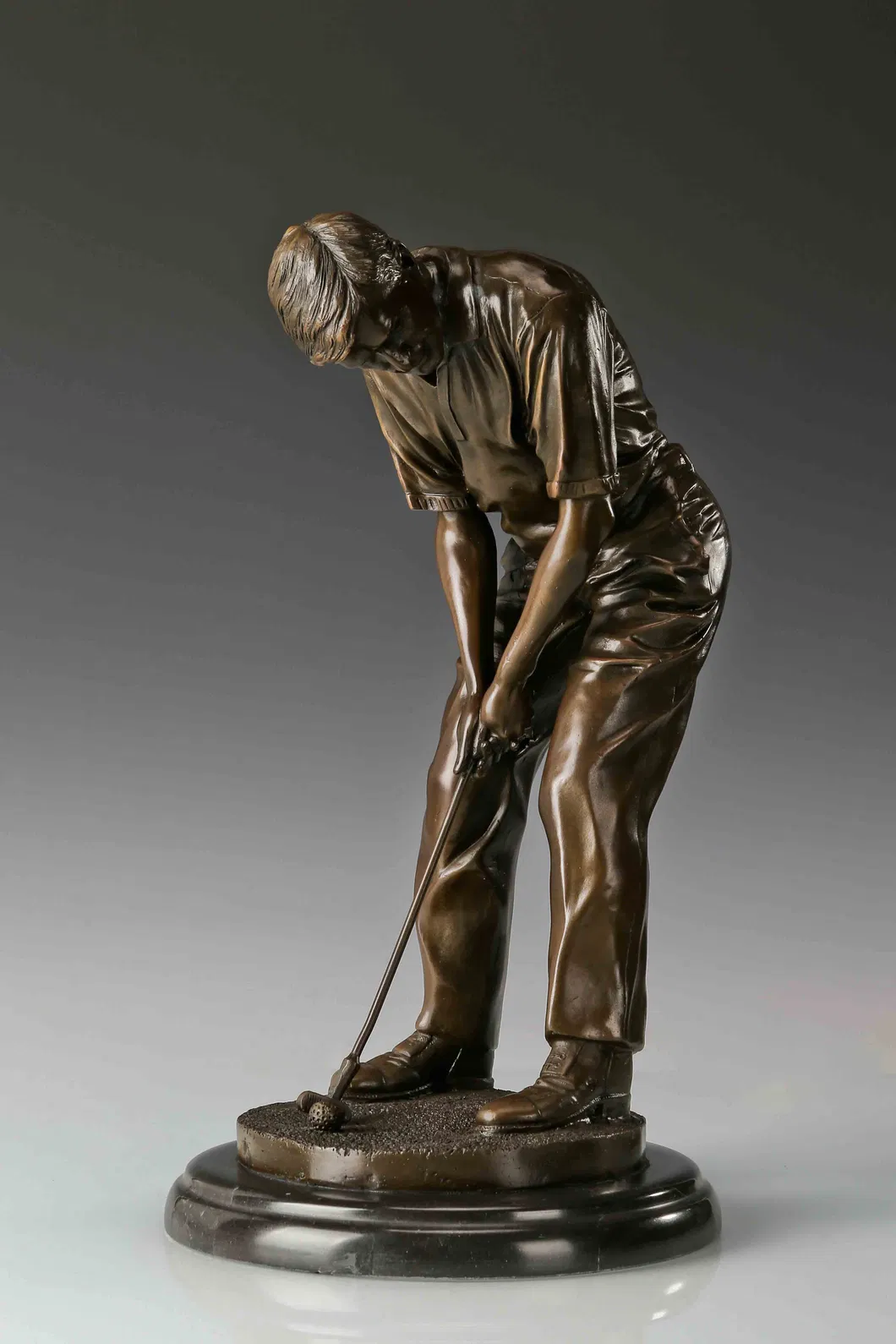 Realistic Bronze Golf Swing Sculpture