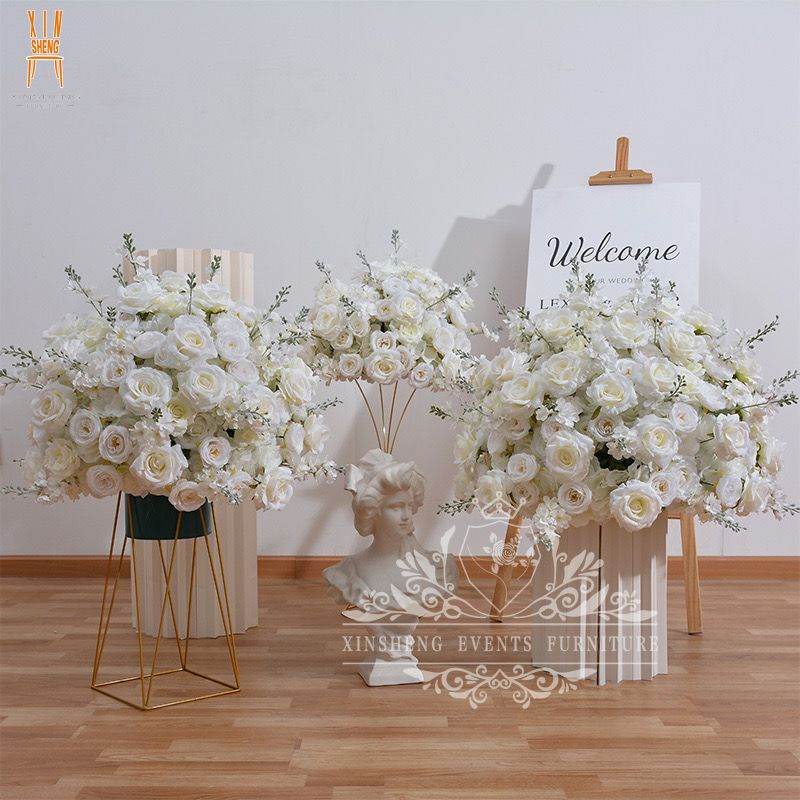 Hot Sale White Silk Artificial Flowers Ball Wedding Backdrop Arch Graduation Back School Decor