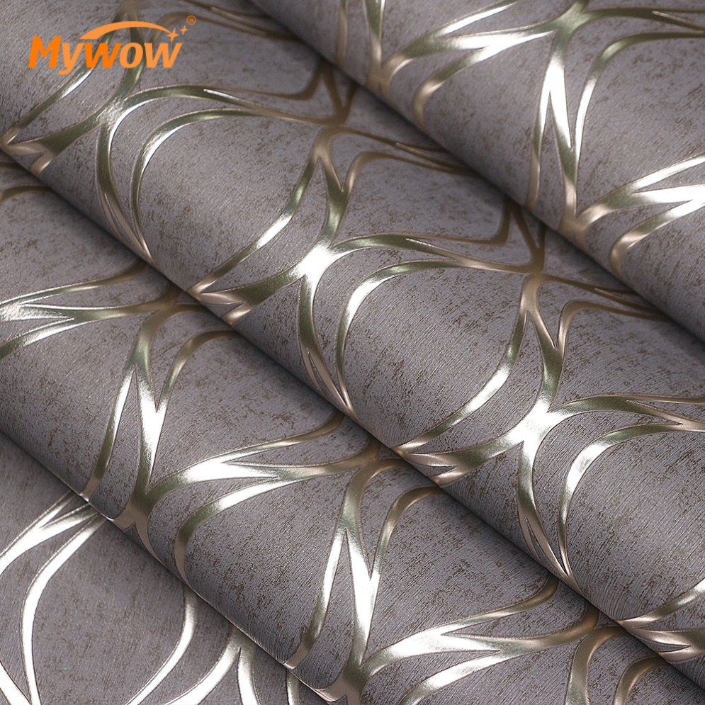 Hot Selling Top Quality Modern Luxury Golden Geometric Lines Waterproof PVC Wallpaper