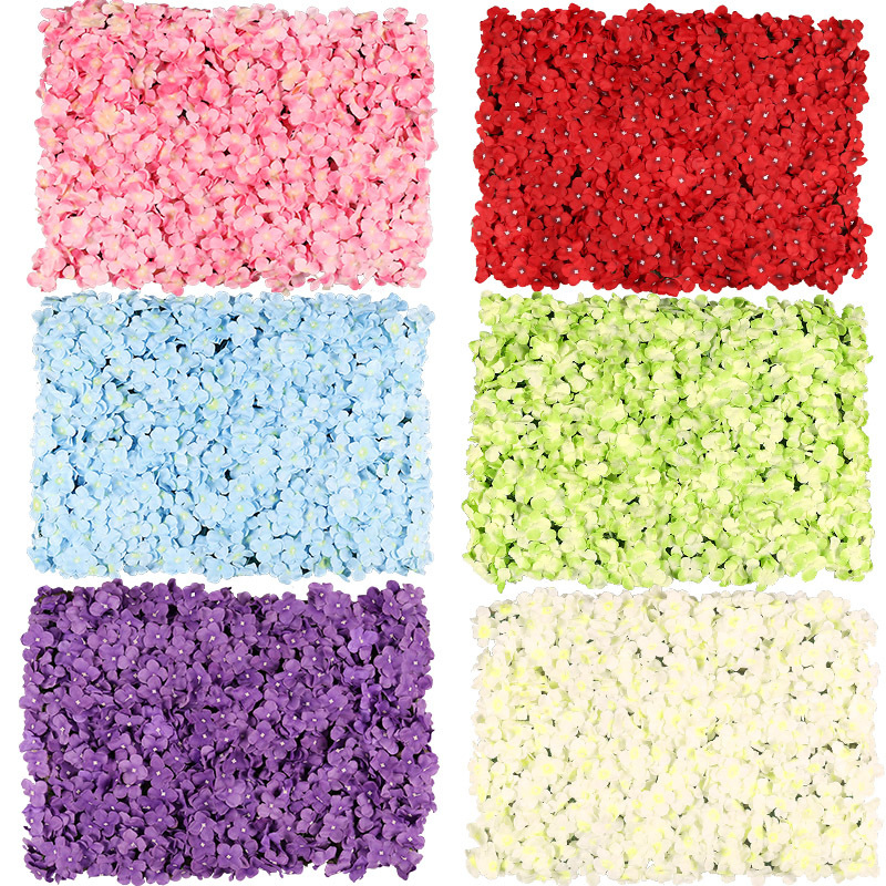 Flower Wall Panels Decoration Artificial Silk Rose Hydrangeas Flower Wall Backdrop for Wedding Party