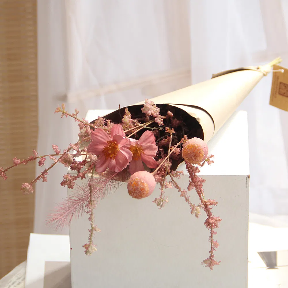 Handmade Artificial Flowers Bouquet with Kraft Paper Home Wedding Party Decoration