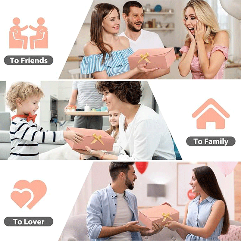 Custom Rose Gold Eco-Friendly Book Shaped Paper Gift Box with Ribbon