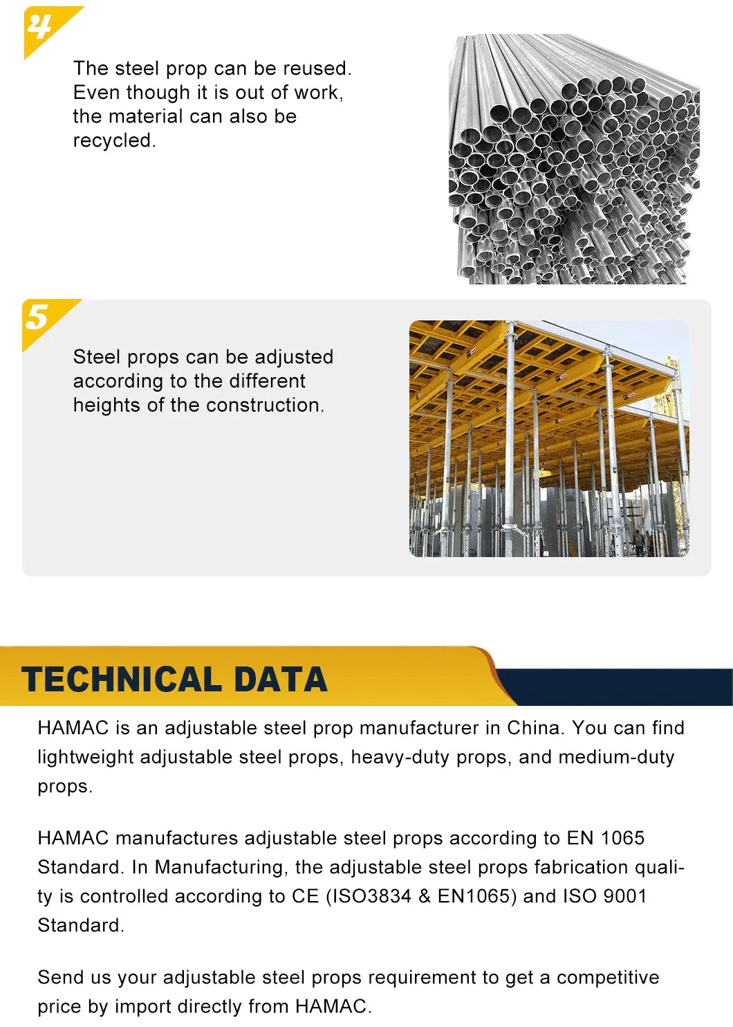 Steel Prop with Square Flower Plate