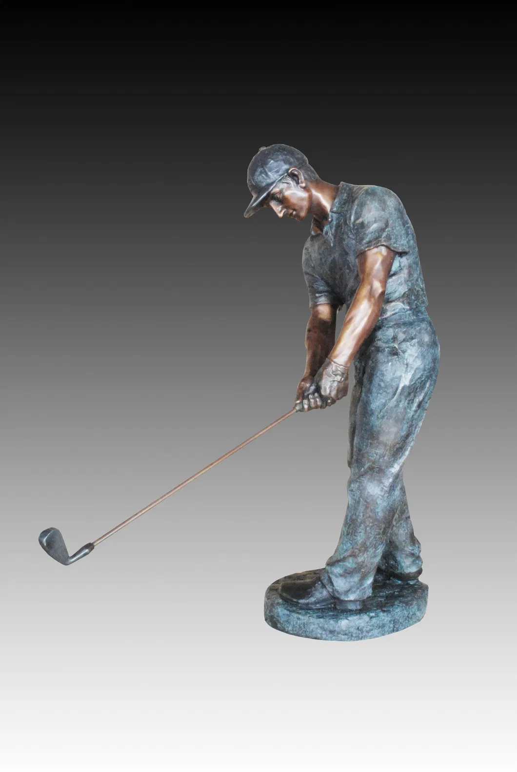 Realistic Bronze Golf Swing Sculpture